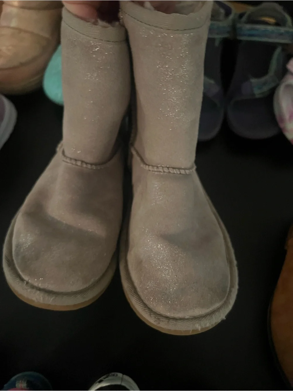 Kids boots - silver glitter list)